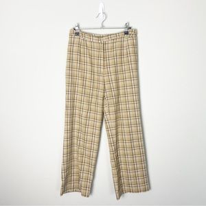 Colour Tan Camel Plaid Button Pants